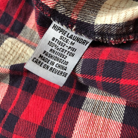 Hippie Laundry Red Flannel Plaid Sleeveless Shirt - Picture 6 of 6